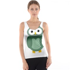 Green Cute Transparent Owl Tank Top by Valentinaart