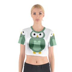 Green Cute Transparent Owl Cotton Crop Top by Valentinaart