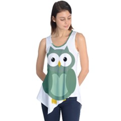 Green Cute Transparent Owl Sleeveless Tunic by Valentinaart