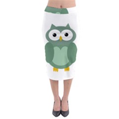 Green Cute Transparent Owl Midi Pencil Skirt