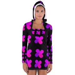 Purple Flowers Women s Long Sleeve Hooded T-shirt