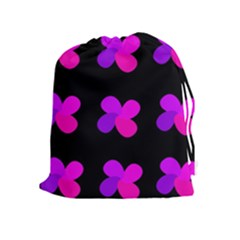 Purple Flowers Drawstring Pouches (extra Large)