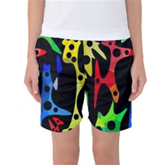 Colorful Abstract Pattern Women s Basketball Shorts by Valentinaart