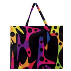 Colorful Pattern Zipper Large Tote Bag