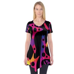 Colorful Pattern Short Sleeve Tunic 