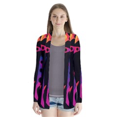 Colorful Pattern Drape Collar Cardigan