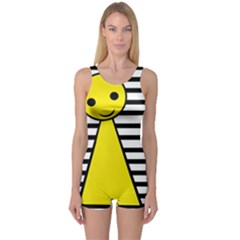 Yellow Pawn One Piece Boyleg Swimsuit by Valentinaart