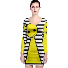 Yellow Pawn Long Sleeve Bodycon Dress by Valentinaart