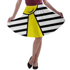 Yellow Pawn A-line Skater Skirt