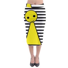 Yellow Pawn Midi Pencil Skirt