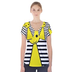 Yellow Pawn Short Sleeve Front Detail Top