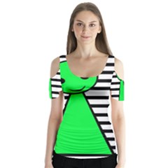 Green Pawn Butterfly Sleeve Cutout Tee 