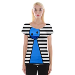 Blue Pawn Women s Cap Sleeve Top by Valentinaart