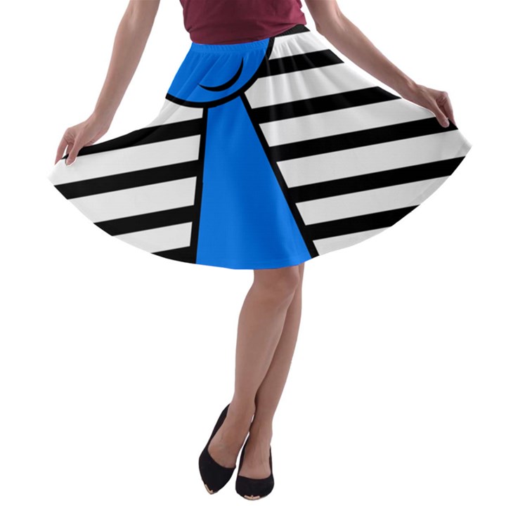 Blue pawn A-line Skater Skirt