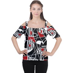 Artistic Abstraction Women s Cutout Shoulder Tee