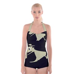 Kangaroo Boyleg Halter Swimsuit 