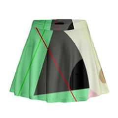 Decorative Abstract Design Mini Flare Skirt