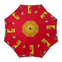 Red Abstraction Golf Umbrellas by Valentinaart