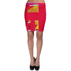 Red Abstraction Bodycon Skirt by Valentinaart