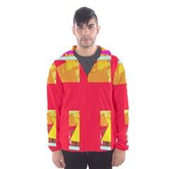 Red Abstraction Hooded Wind Breaker (men) by Valentinaart