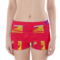 Red Abstraction Boyleg Bikini Wrap Bottoms