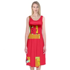 Red Abstraction Midi Sleeveless Dress by Valentinaart