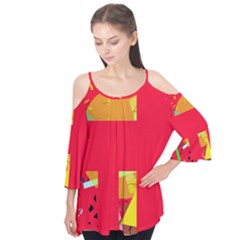 Red Abstraction Flutter Tees