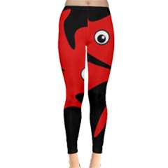 Red Amoeba Leggings  by Valentinaart