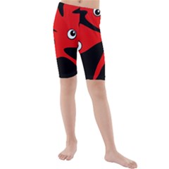 Red Amoeba Kid s Mid Length Swim Shorts by Valentinaart