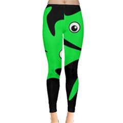 Green Amoeba Leggings  by Valentinaart