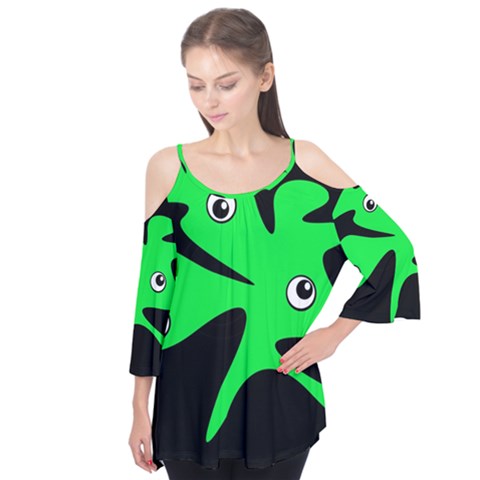 Green Amoeba Flutter Tees by Valentinaart