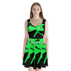 Green Amoeba Split Back Mini Dress 