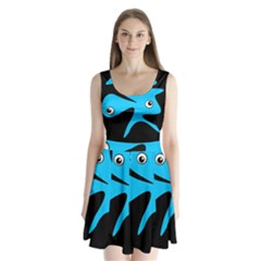 Blue Amoeba Split Back Mini Dress 