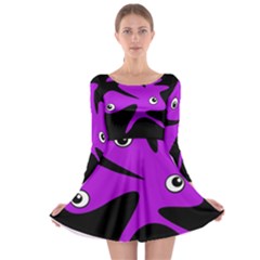 Purple amoeba Long Sleeve Skater Dress