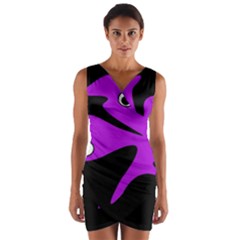 Purple amoeba Wrap Front Bodycon Dress