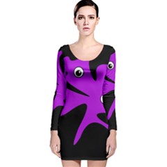 Purple amoeba Long Sleeve Velvet Bodycon Dress