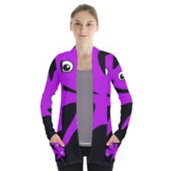 Purple amoeba Women s Open Front Pockets Cardigan(P194)