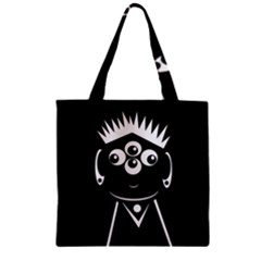 Black And White Voodoo Man Zipper Grocery Tote Bag by Valentinaart