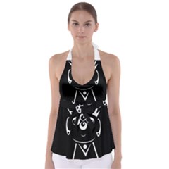 Black And White Voodoo Man Babydoll Tankini Top