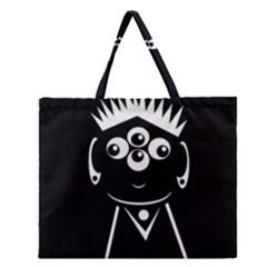 Black And White Voodoo Man Zipper Large Tote Bag by Valentinaart