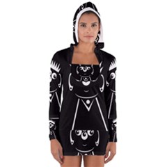 Black And White Voodoo Man Women s Long Sleeve Hooded T-shirt by Valentinaart