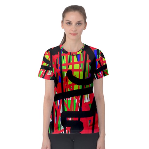 Colorful Abstraction Women s Sport Mesh Tee by Valentinaart