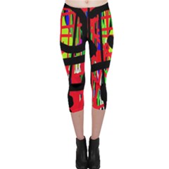 Colorful Abstraction Capri Leggings  by Valentinaart