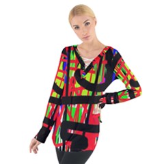 Colorful Abstraction Women s Tie Up Tee