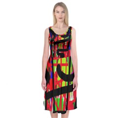 Colorful Abstraction Midi Sleeveless Dress