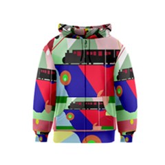 Abstract Train Kids  Zipper Hoodie by Valentinaart