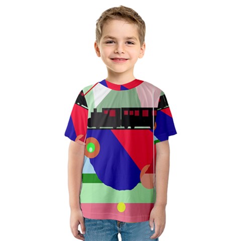 Abstract Train Kid s Sport Mesh Tee by Valentinaart