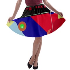 Abstract Train A-line Skater Skirt