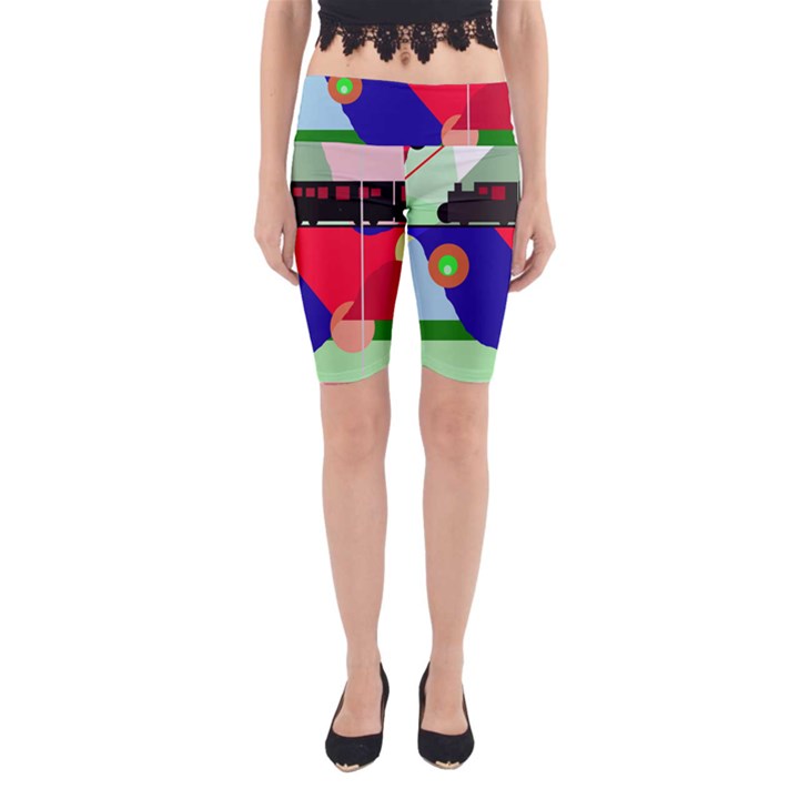 Abstract train Yoga Cropped Leggings