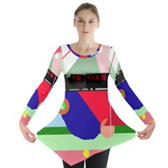 Abstract Train Long Sleeve Tunic 